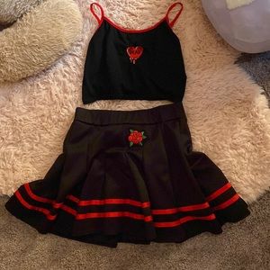 Cute grunge/alt/emo outfit skirt and crop top